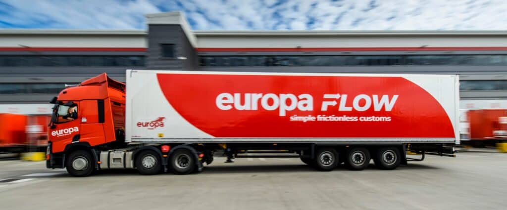 A Europa Flow truck delivering to Europe using the unique product that utilises DDP incoterms.