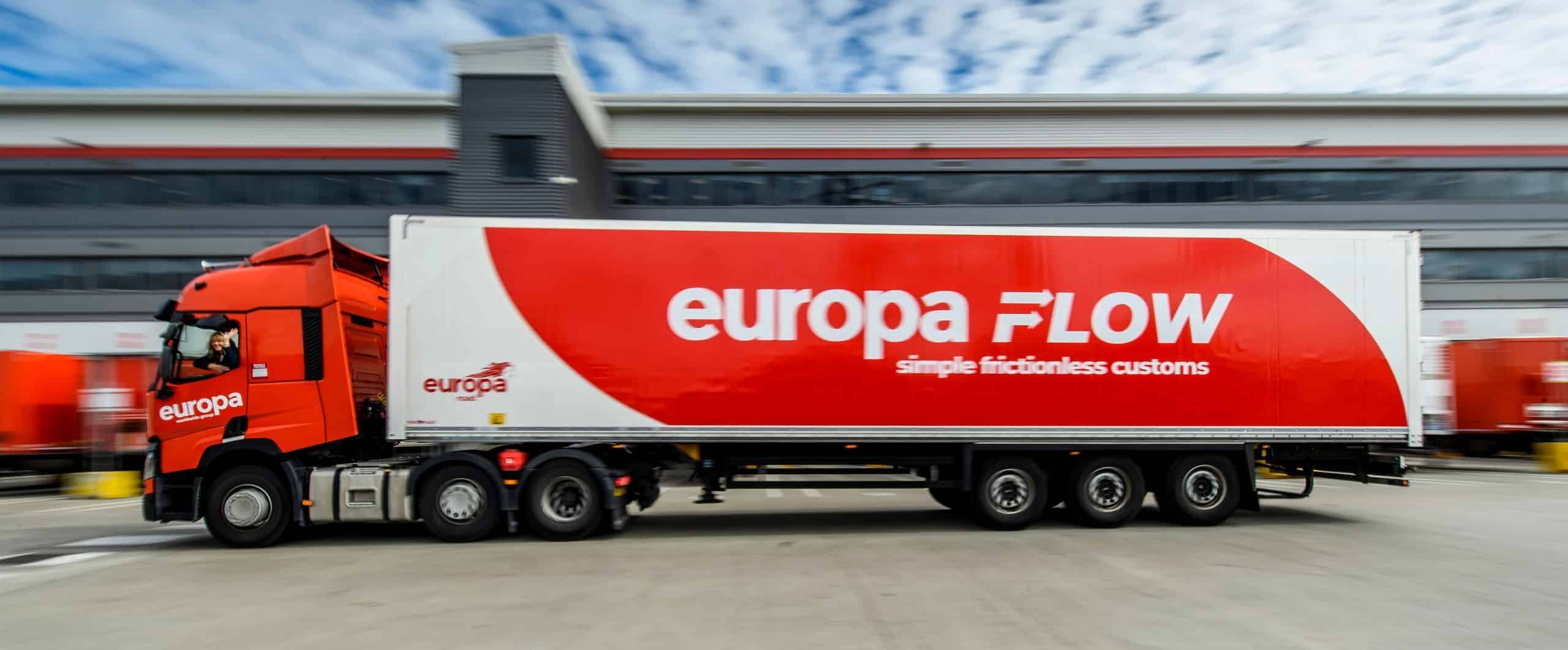 A Europa Flow truck delivering to Europe using the unique product that utilises DDP incoterms.